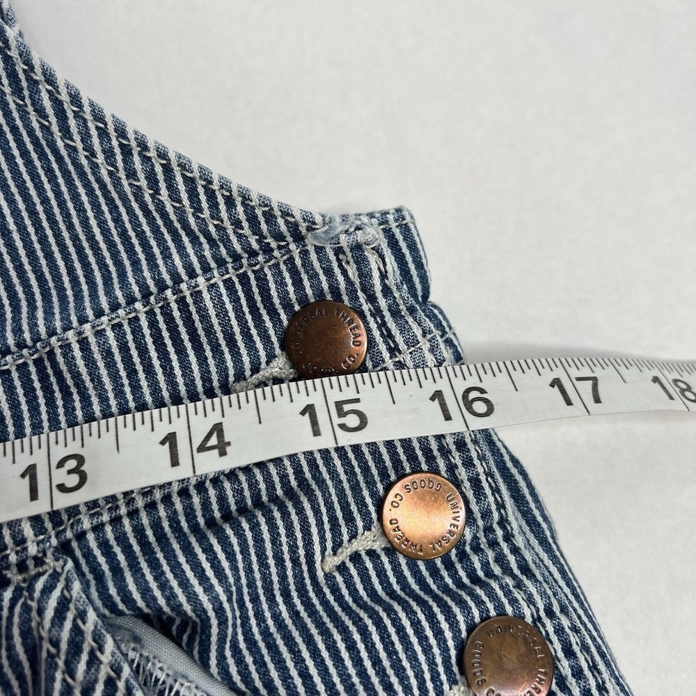 Universal Thread Women's Railroad Striped Side Button Short Overalls Size 2 Cuff - Picture 4 of 5